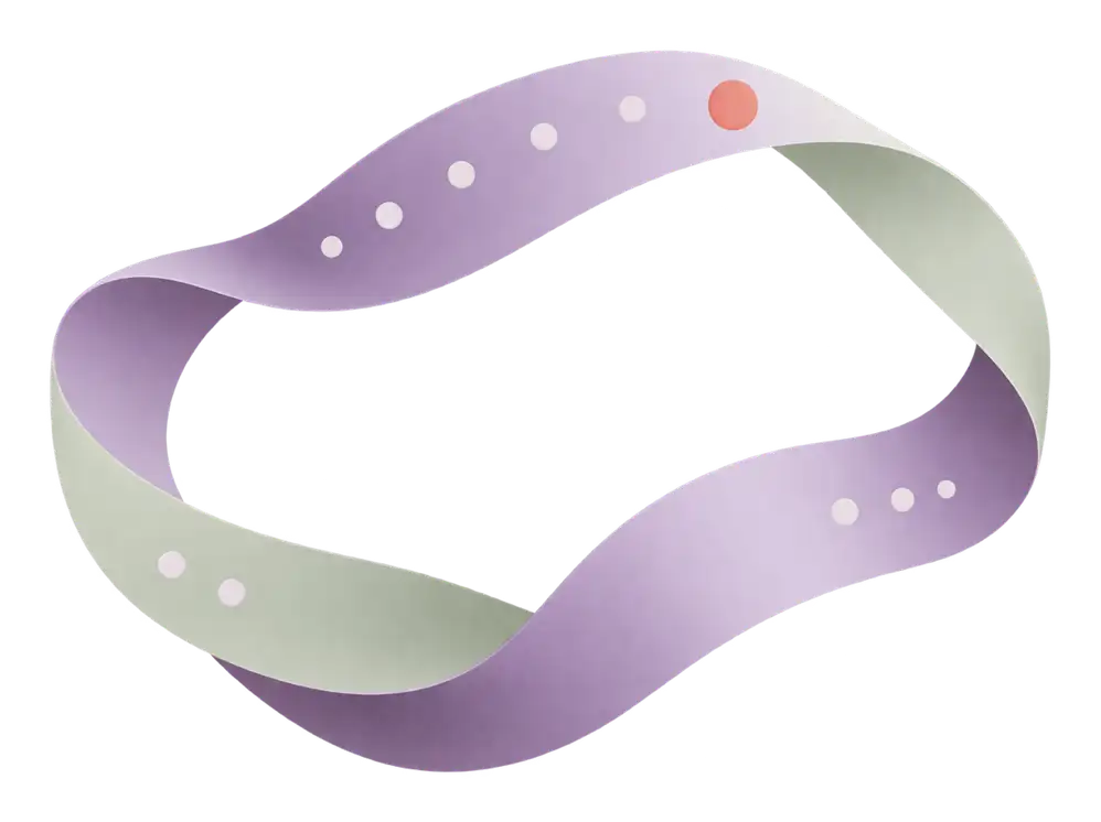 A wide, unhurried ribbon loop with gaps between its day circles.