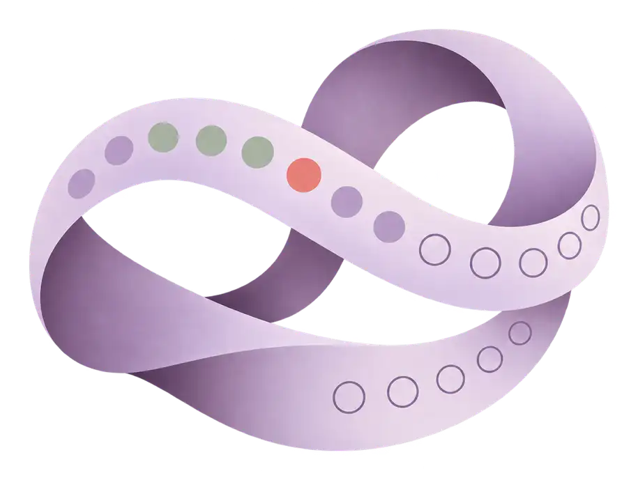 A ribbon of day circles: the first ones filled in, the later ones still outlines.