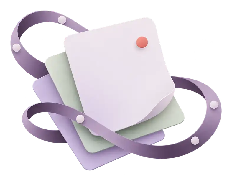 A small fanned stack of blank cards with a ribbon weaving between them.